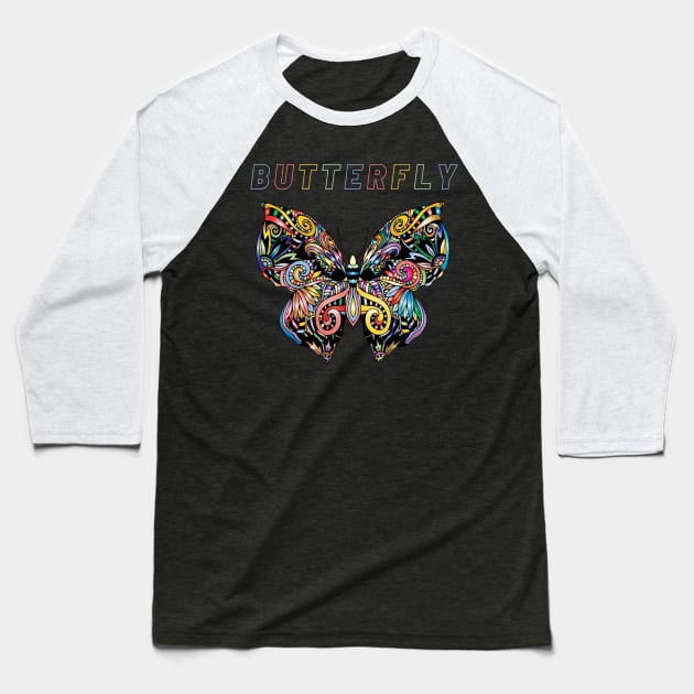 Butterfly Mandala T-Shirt Baseball T-Shirt by EG78